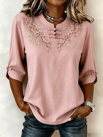 Geometric Crew Neck Half Sleeve Blouse Casual Daily Summer Top
