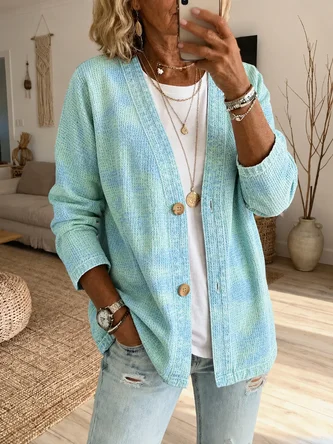 Abstract Geometry Printing Long Sleeve Casual Spring Fall Jacket Outerwear