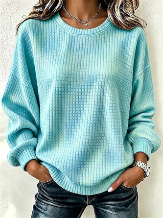 Ombre Crew Neck Casual Spring Fall Long Sleeve Sweatshirt