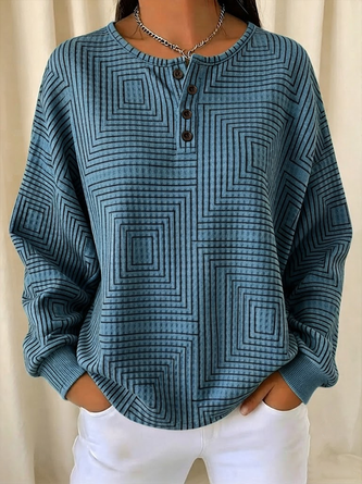 Abstract Stripes Crew Neck Printing Casual Spring Fall Long Sleeve Sweatshirt