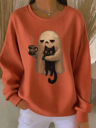 Halloween Crew Neck Casual Spring Fall Long Sleeve Sweatshirt