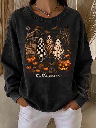 Cartoon Crew Neck Casual Spring Fall Long Sleeve Sweatshirt