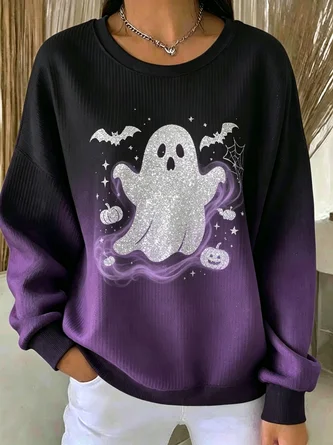 Halloween Crew Neck Simple Spring Fall Long Sleeve Sweatshirt