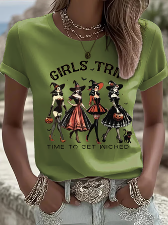 Text Letters Short Sleeve Tee T shirt Crew Neck Casual Summer Top