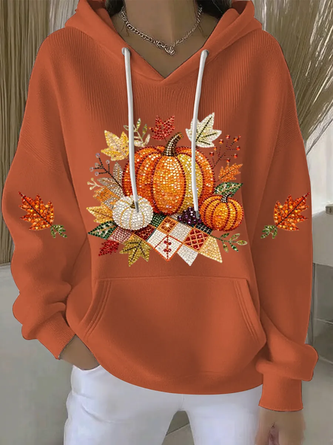 Floral Printing Long Sleeve Casual Daily Spring Fall Hoodie
