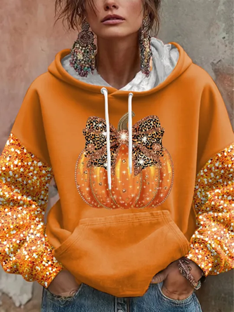 Leopard Printing Long Sleeve Casual Daily Spring Fall Hoodie