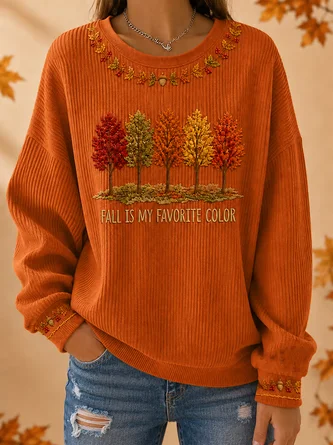 Text Letters Crew Neck Printing Casual Spring Fall Long Sleeve Sweatshirt