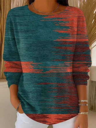 Abstract Printing Casual Long Sleeve Crew Neck Spring Fall Sweater