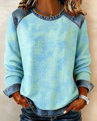 Random Print Crew Neck Printing Casual Spring Fall Long Sleeve Sweatshirt