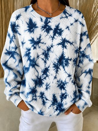 Tie Dye Pattern Crew Neck Casual Spring Fall Long Sleeve Sweatshirt