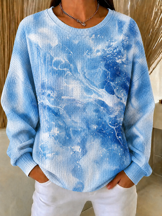 Random Print Crew Neck Casual Spring Fall Long Sleeve Sweatshirt