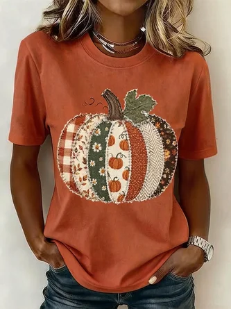 Halloween Short Sleeve Tee T shirt Crew Neck Vintage Summer Top