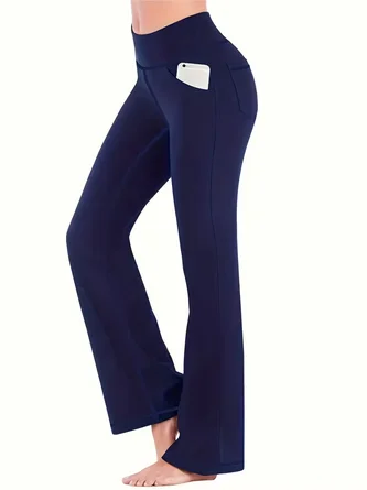 yoga wide leg outerwear slightly flared casual sportswear high waisted four pocket style