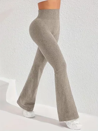 ribbed yoga flared pants high waisted tummy controlling slightly flared athletic fitness pants