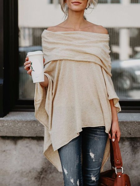 Asymmetric Off Shoulder Sexy Batwing Tunic Top - JustFashionNow.com