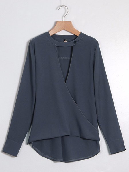 polyester v neck plain blouses