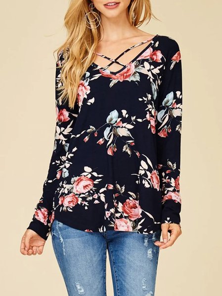 floral pattern sleeve v neck t shirts floral pattern sleeve v neck t shirts
