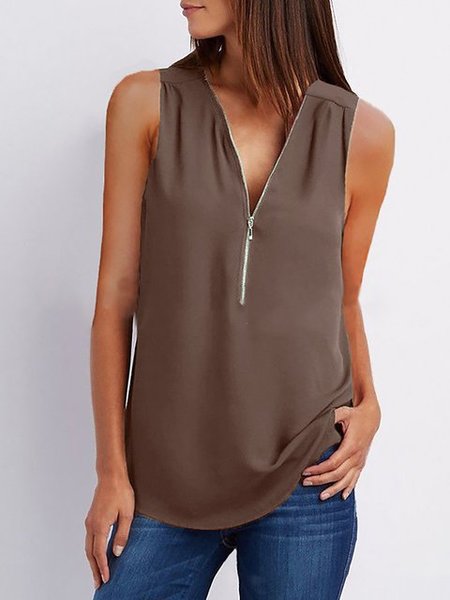 15 zipper x 13 bags neck T Zipper Short Women V Sleeve Shirt Solid