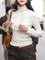 High Neck Decorative Buttons Decorative Lace Plain Pullover