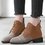 Checkered Brown Chunky Heel Split Joint Casual Booties