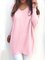 Pink Polyester Casual V Neck Sweater