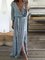 V neck Light Blue Women Going Out 3/4 Sleeve Geometric Floral Dress
