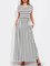 A-line Women Beach Holiday Short Sleeve Cotton Striped Summer Dress