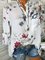 Floral Long Sleeve V neck Cotton Blouse