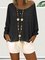 Casual Solid Crew Neck Long Sleeve Cotton Plus Size T-Shirt