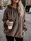 Zipper Long Sleeve Casual Solid Plus Size Teddy Bear Hoody