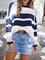 Striped Cotton-Blend Elegant Long Sleeve Sweaters