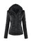Casual Faux Leather Pockets Hoodie Jackets