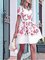 Multicolor Date Short Sleeve Holiday Printed Floral Midi Dress