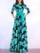 Dark Blue A-line Party 3/4 Sleeve Floral Evening Maxi Dress