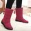 Women Waterproof Cloth Snow Shoes Mid-Calf Slip-On Boots