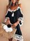 Summer Women Date Elegant Holiday Cold Shoulder Paneled Printed Solid Dress