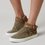 Plus Size Canvas Ankle Boots Flat Heel Buckle Booties with Zipper