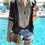 Ethnic Style Striped V-Neck Casual T-Shirt