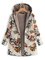 Floral Long Sleeve Hoodie Pockets Winter Plus Size Coat