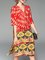 V neck Red Shift Women Daytime Casual Half Sleeve Slit Leaf Elegant Dress