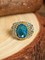 JFN Large Diamond Ocean Blue Gemstone Ring