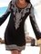 V Neck Black Women Fall Weaving Dress Shift Daytime Geometric Weaving Dress
