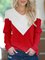 Knitted Striped Sweet Color-Block V Neck Long Sleeve Sweaters