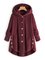 Cozy Long Sleeve Fleece Hooded Fuzzy Asymmetrical Hem Button Teddy Bear Coat