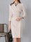 Surplice Neck Apricot Work Folds Midi Dress