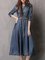 Navy Blue A-Line Going Out Denim Washed Midi Dress