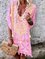 Women Summer Fashion Plus Size Half Sleeve V Neck Boho Dresses