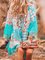V Neck Light Blue Women Summer Dresses Daily Boho Cotton-Blend Dresses