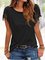 Women Summer Short Sleeve Crew Neck Tassel T-shirt
