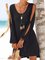 Crew Neck Black Women Summer Dresses Shift Daily Casual Plain Dresses